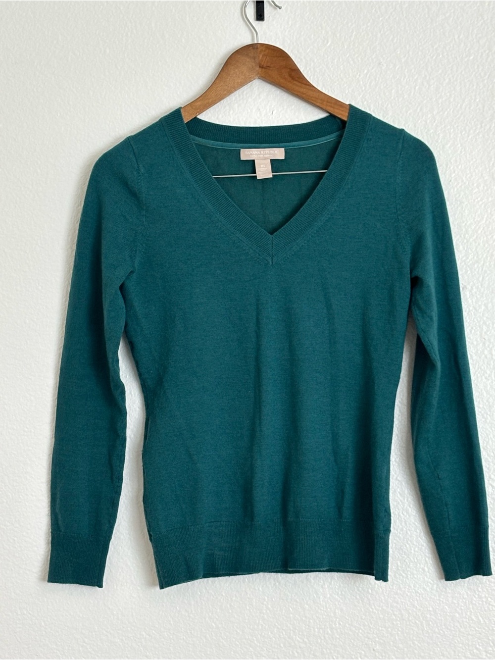 Banana Republic Teal Green V-Neck Sweater